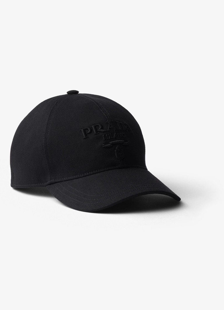 Prada Heren Drill baseball pet met logo in de kleur Zwart