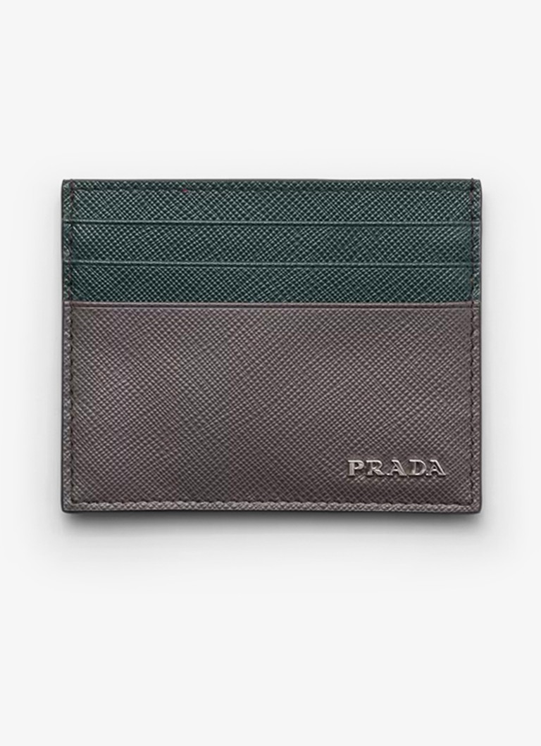 Prada Heren Pasjeshouder van leer met logo in de kleur Grijs