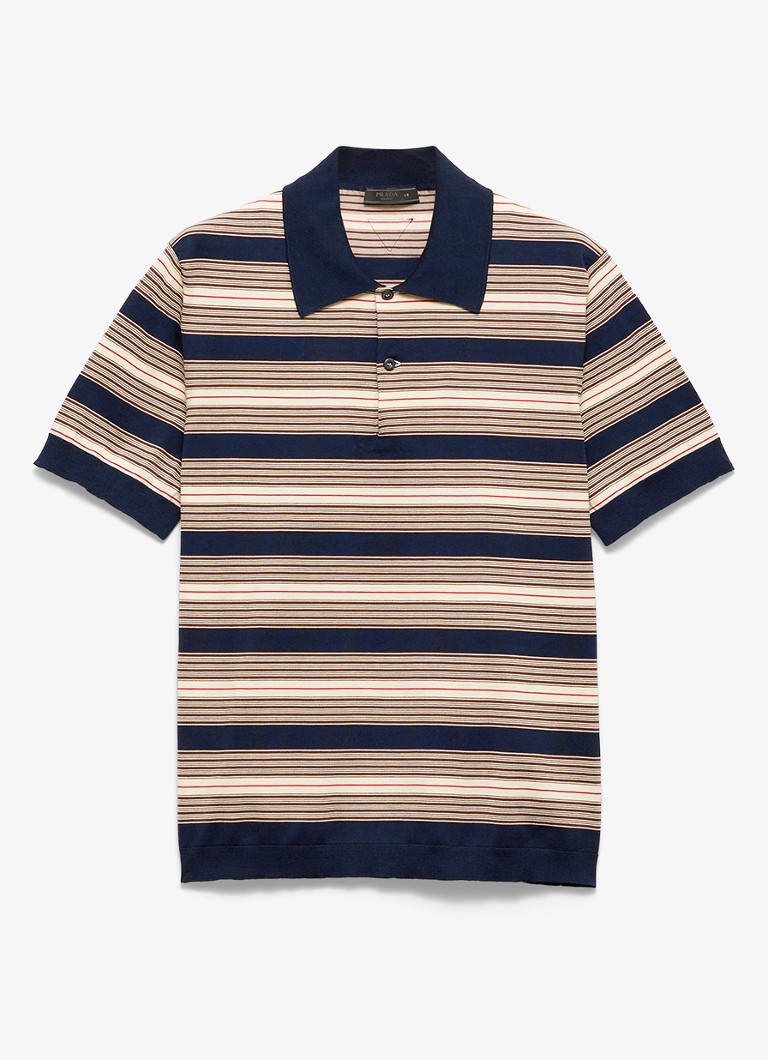 Prada Heren Regular fit polo met streepprint in de kleur Donkerblauw