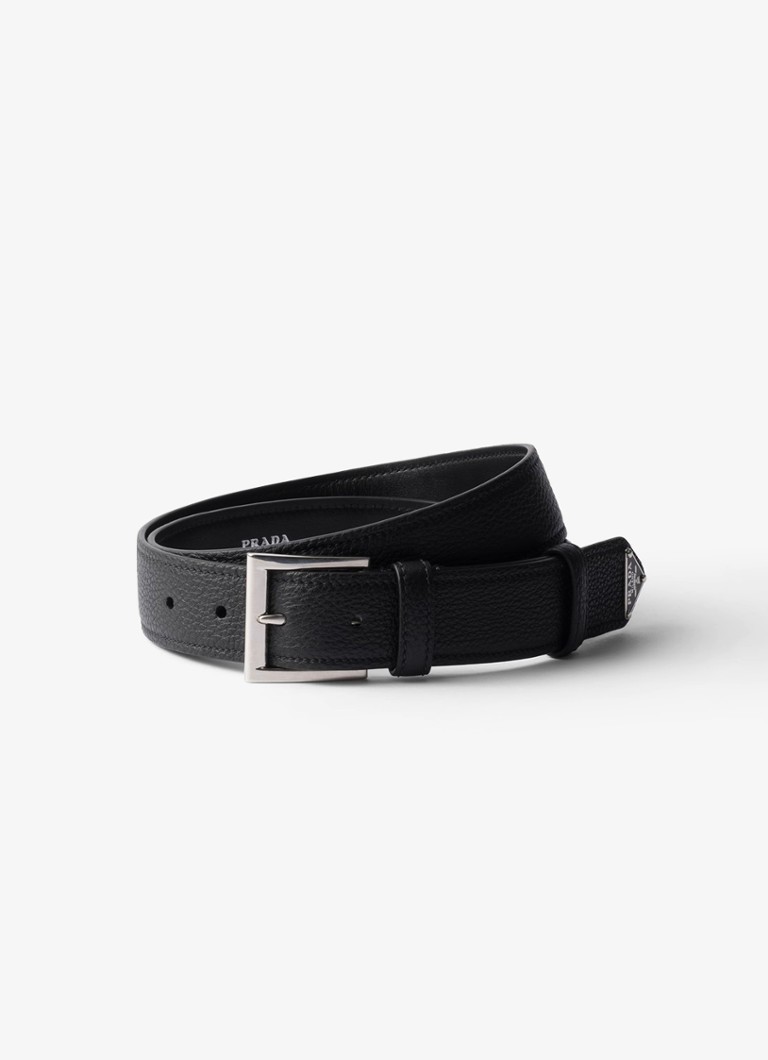Prada Heren Riem van kalfsleer in de kleur Zwart