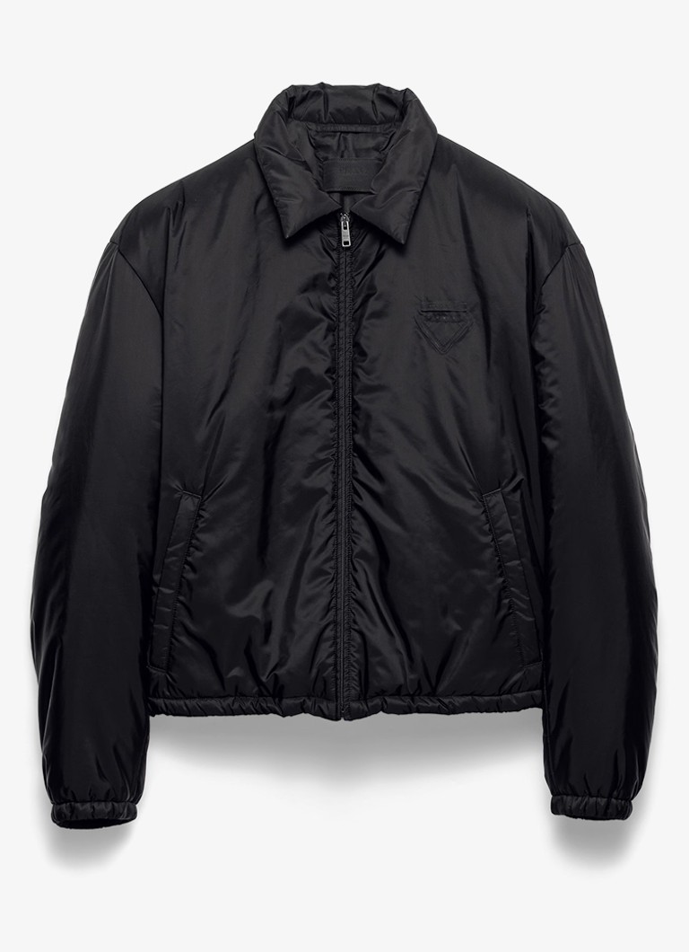 Prada Heren Re-Nylon gewatteerd jack met steekzakken in de kleur Zwart