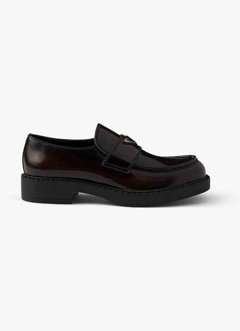 Prada Heren Chocolate loafer van leer in de kleur Donkerbruin