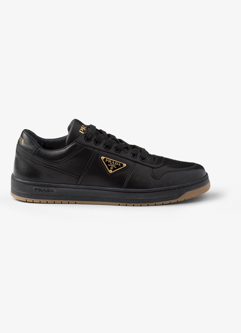 Prada Heren Downtown sneaker van leer in de kleur Zwart