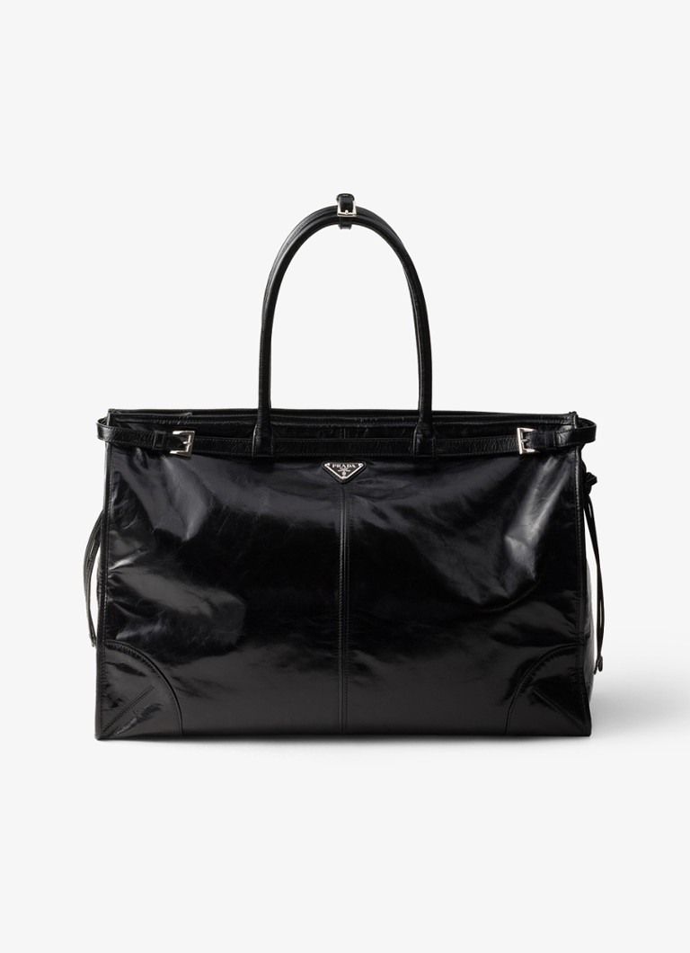 Prada Heren Bonnie Large schoudertas van kalfsleer in de kleur Zwart