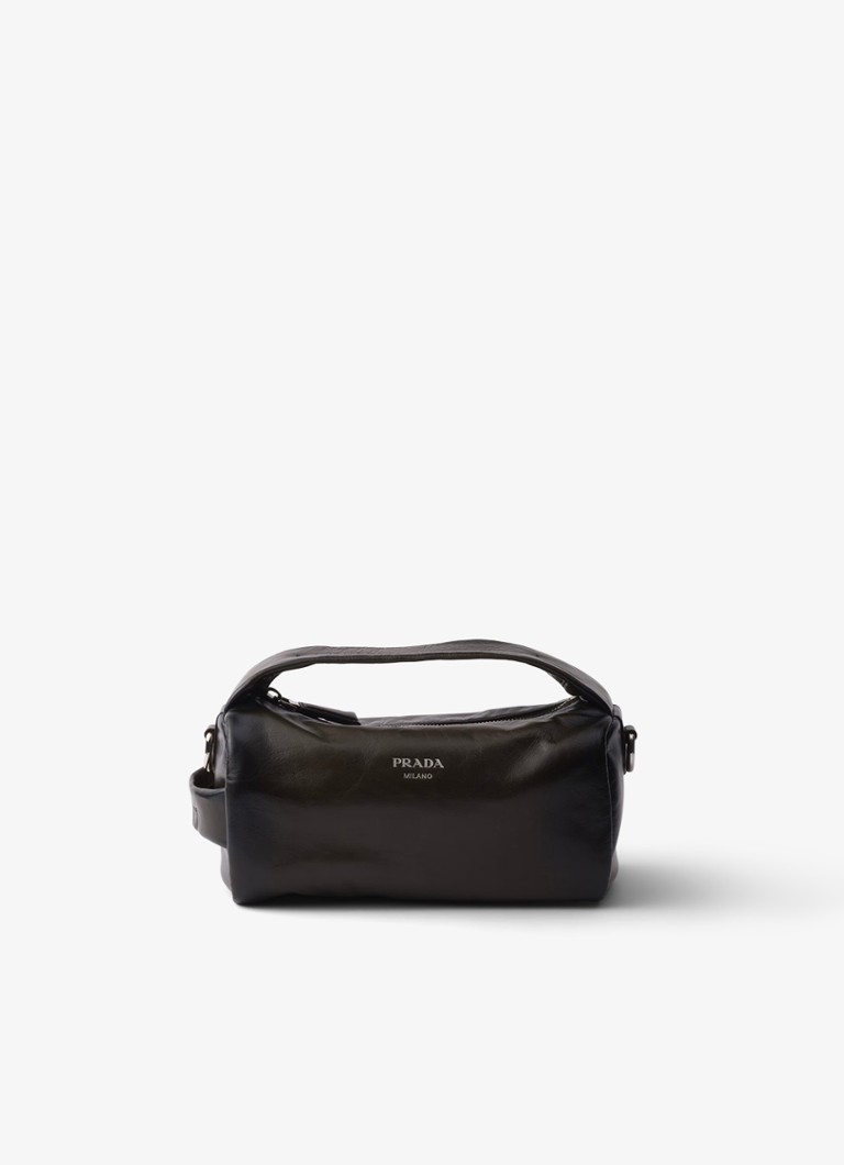 Prada Heren Antiqued handtas van kalfsleer in de kleur Legergroen