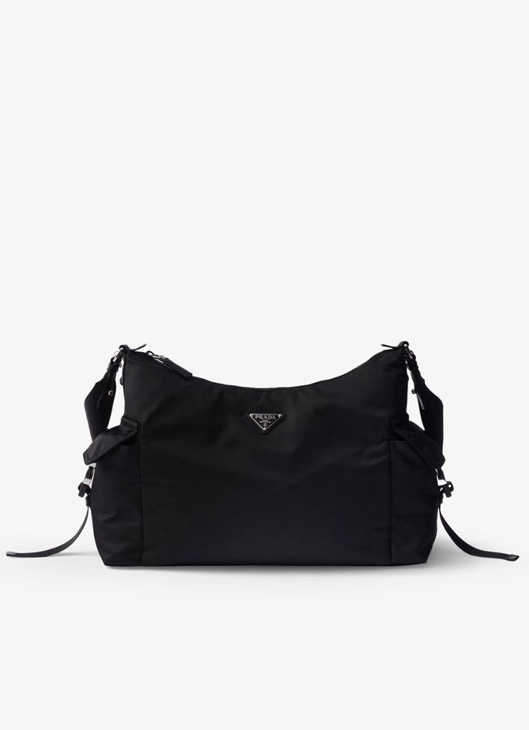 Prada Heren Explore Re-Nylon schoudertas met leren details in de kleur Zwart
