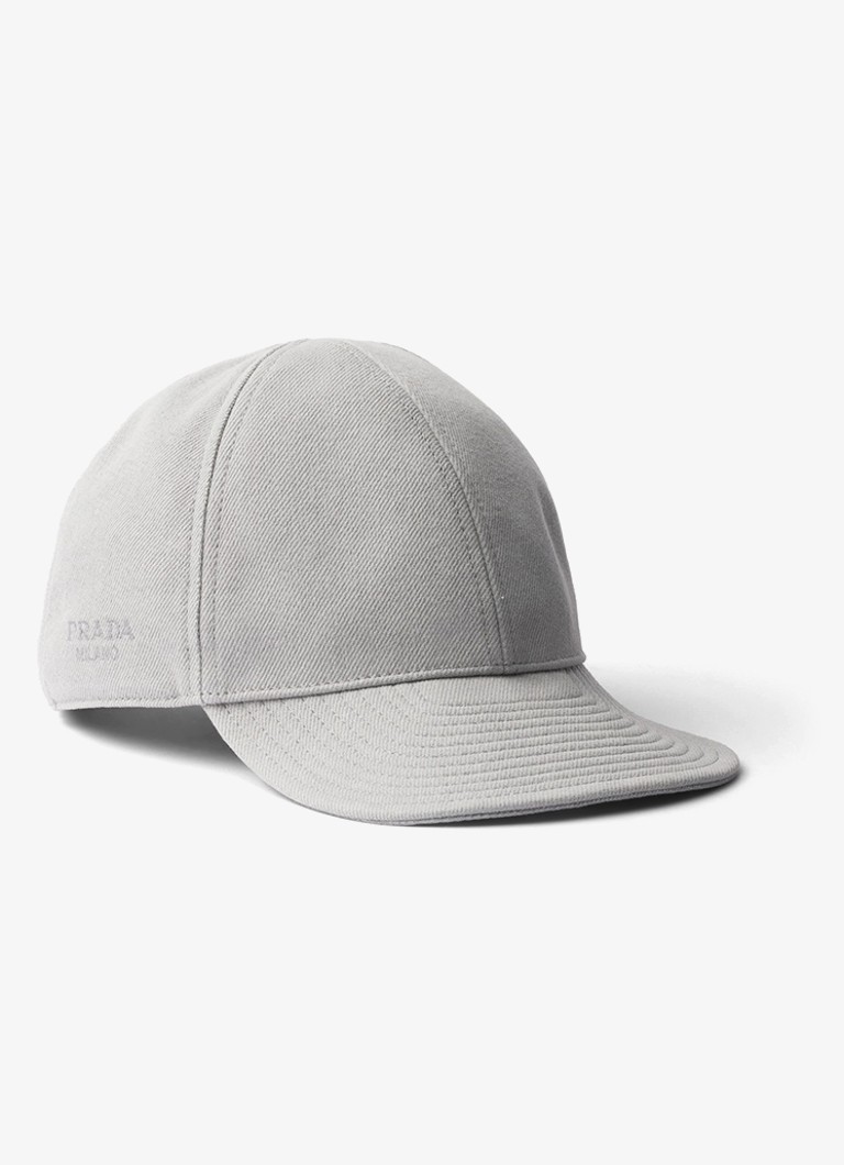 Prada Heren Baseball pet van denim met logoborduring in de kleur Lichtgrijs