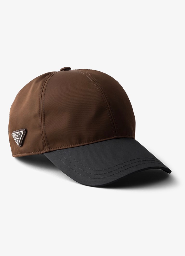 Prada Heren Re-Nylon baseball pet met logo in de kleur Bruin