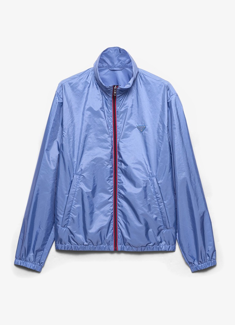 Prada Heren Re-Nylon jack met ritszakken in de kleur Lichtblauw