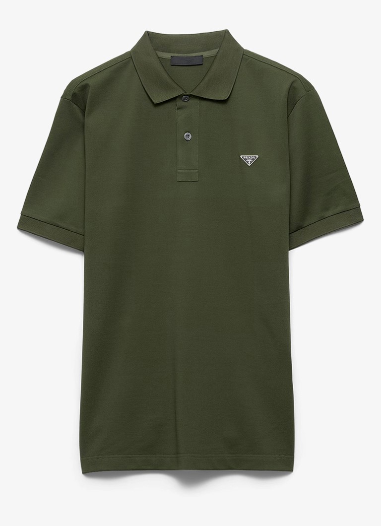 Prada Heren Slim fit polo van piqué katoen met logo in de kleur Groen