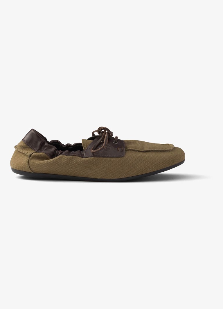 Prada Heren Shuffle bootschoen met kalfsleren details in de kleur Groen