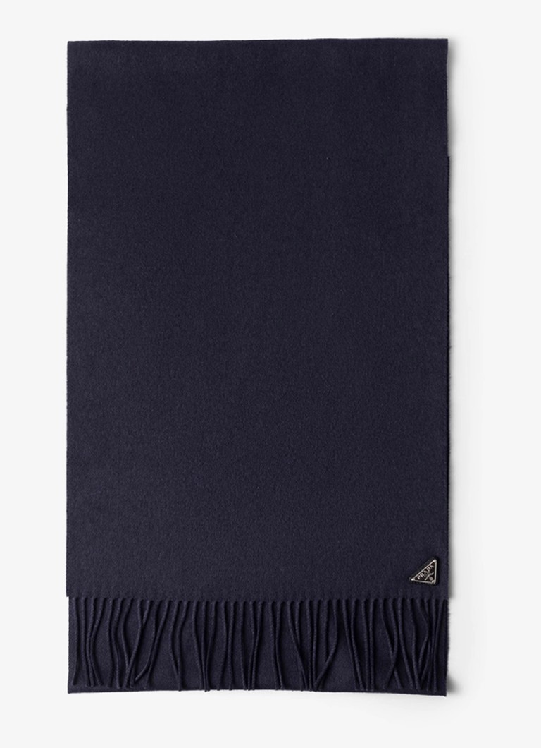 Prada Heren Fijngebreide sjaal in zijdeblend 170 x 35 cm in de kleur Donkerblauw