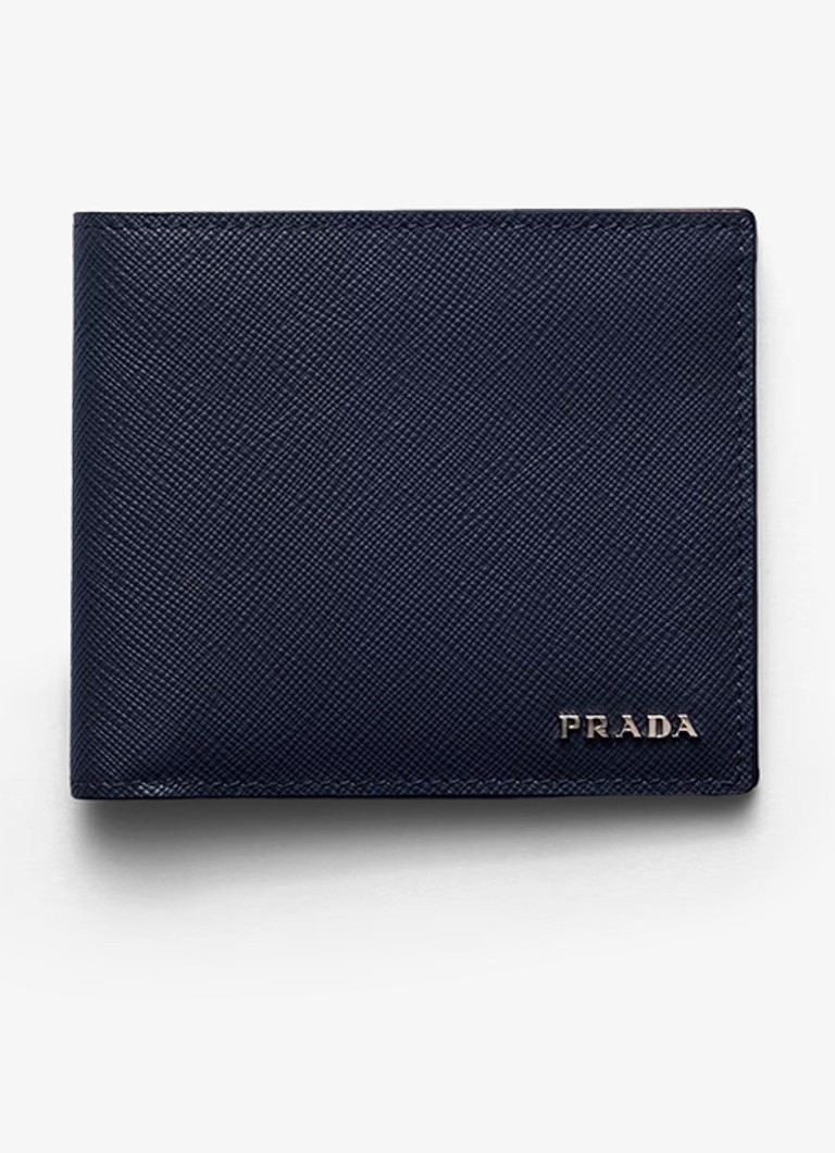 Prada Heren Portemonnee van leer in de kleur Donkerblauw