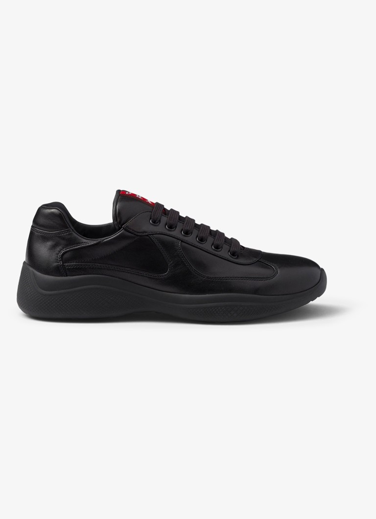 Prada Heren America's Cup sneaker van lamsleer in de kleur Zwart