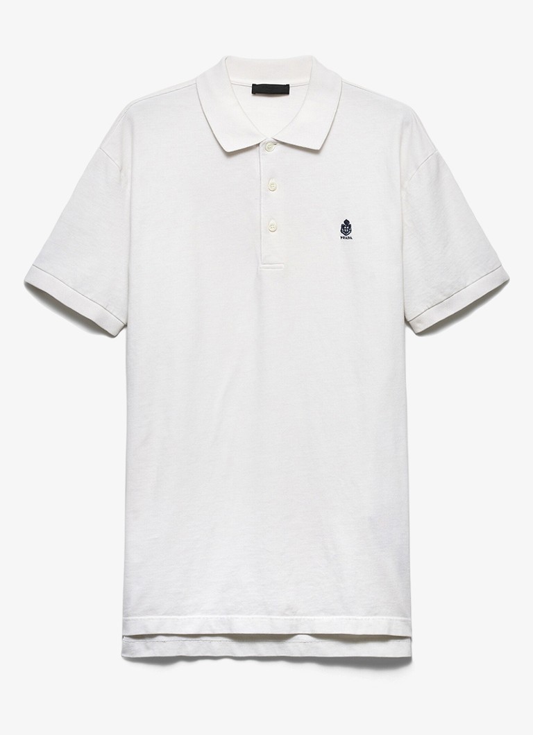 Prada Heren Regular fit polo met logoborduring in de kleur Wit