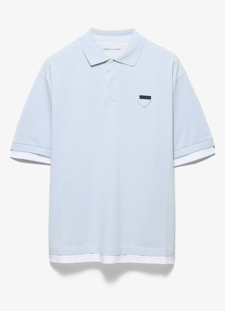 Prada Heren Oversized fit polo met contrast in de kleur Lichtblauw