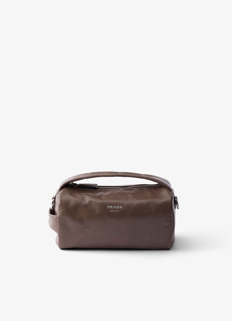 Prada Heren Handtas van kalfsleer in de kleur Taupe