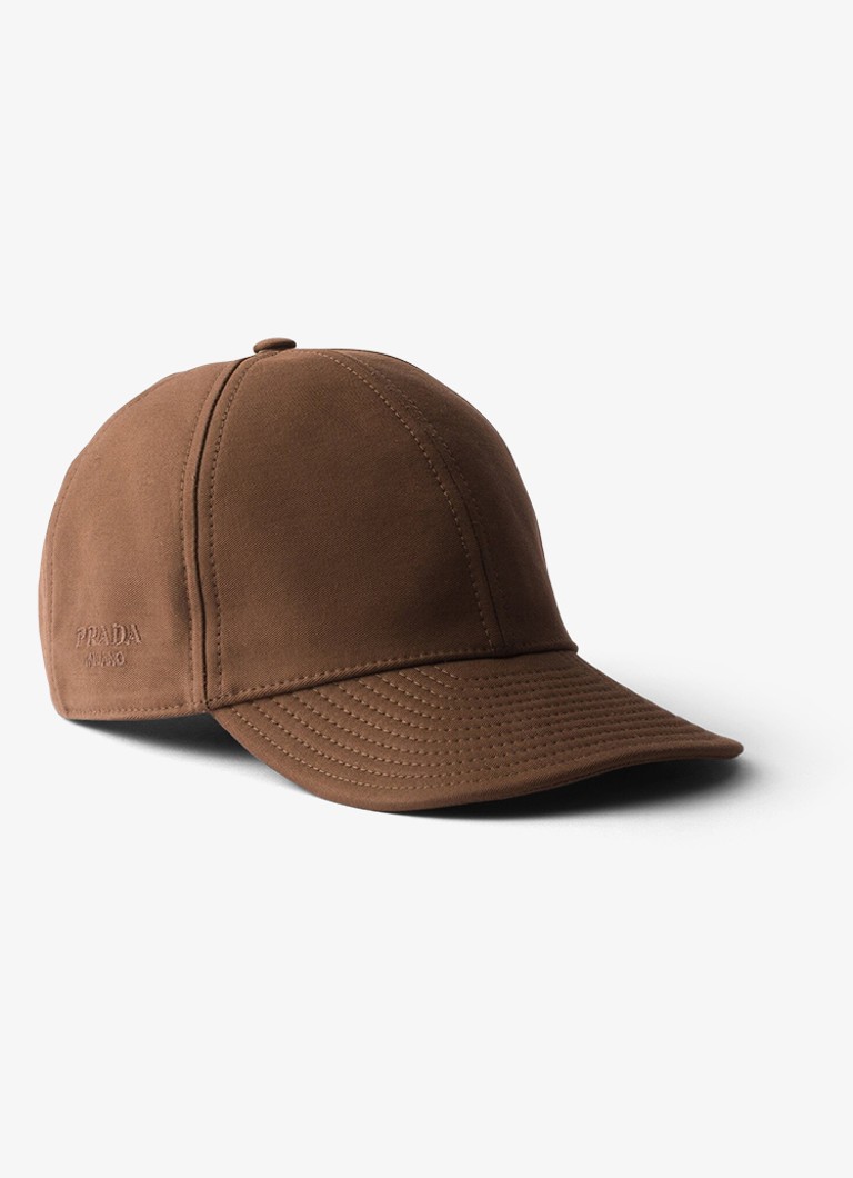Prada Heren Baseball pet met logoborduring in de kleur Bruin