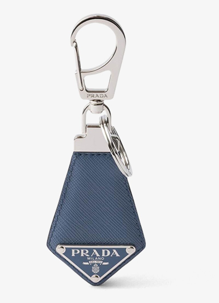 Prada Dames Sleutelhanger van kalfsleer in de kleur Blauw