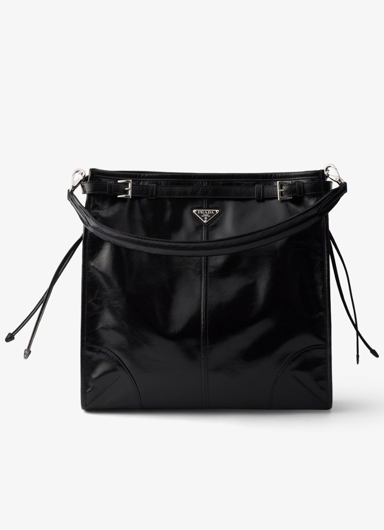 Prada Heren Bonnie schoudertas van kalfsleer in de kleur Zwart