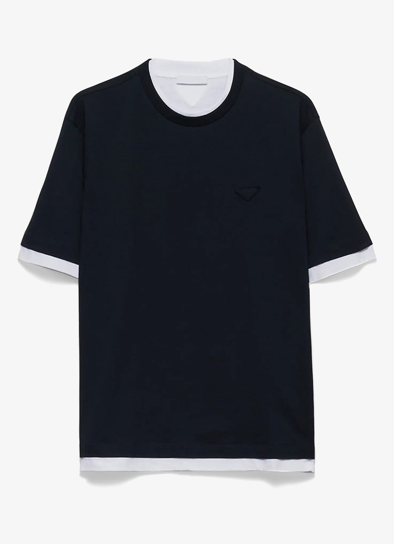 Prada Heren T-shirt met contrast in de kleur Blauw
