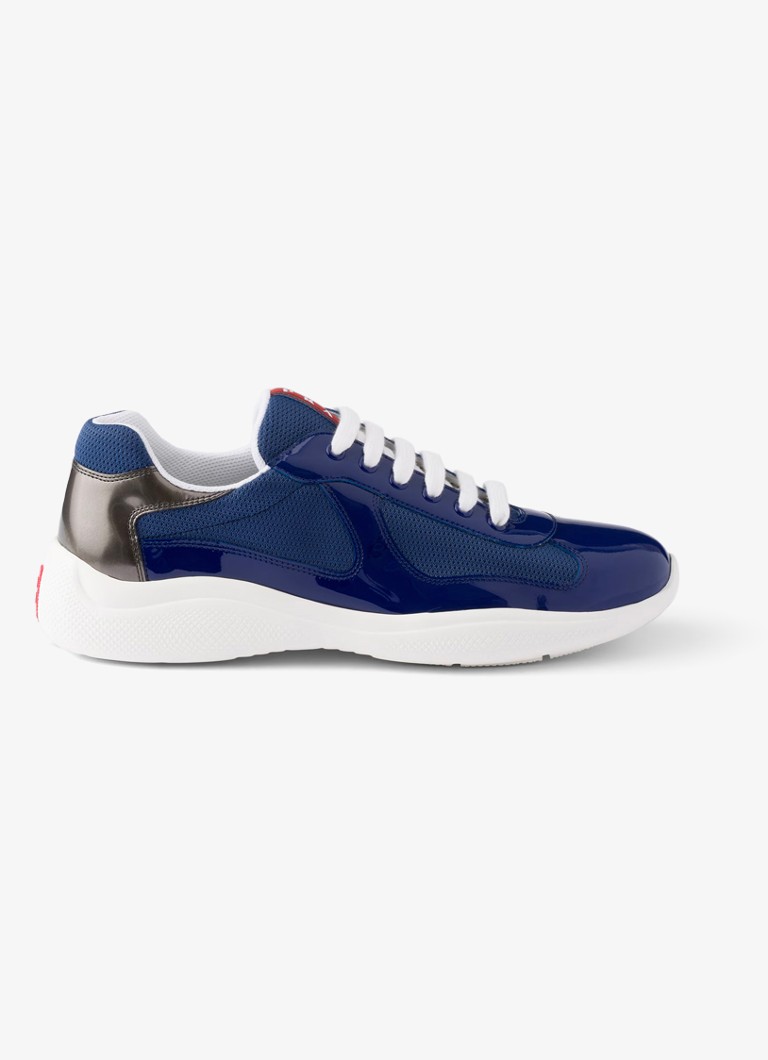 Prada Heren America's Cup sneaker van mesh met details van lakleer in de kleur Blauw