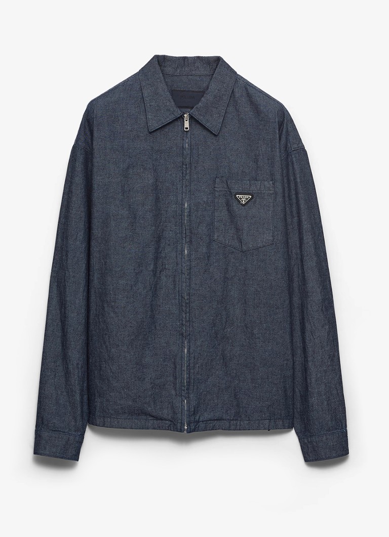 Prada Heren Regular fit overshirt van chambray in de kleur Blauw