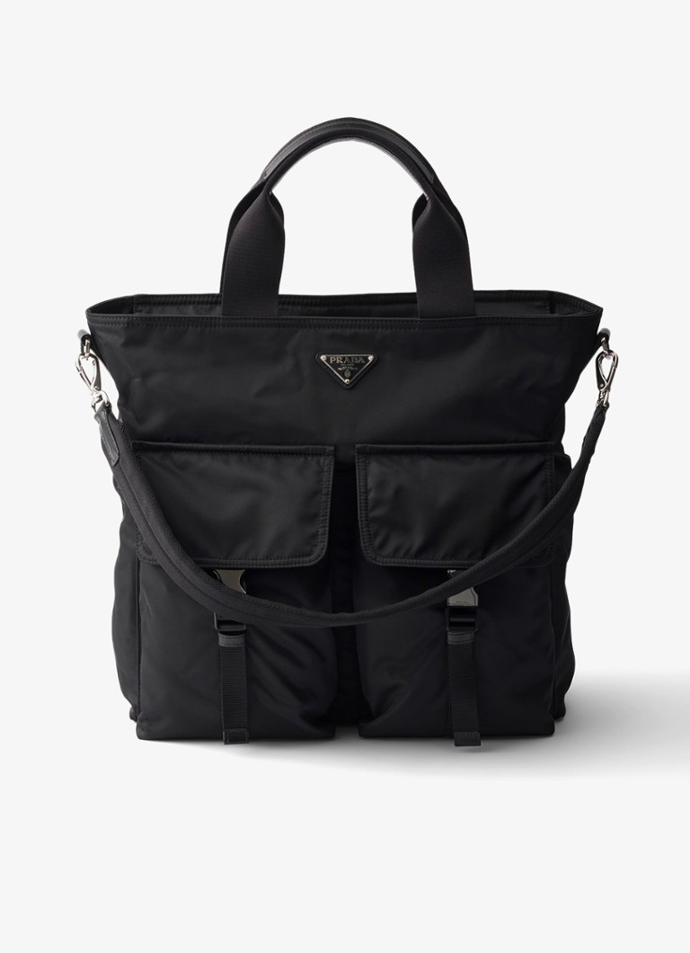 Prada Heren Explore Re-Nylon schoudertas met leren details in de kleur Zwart