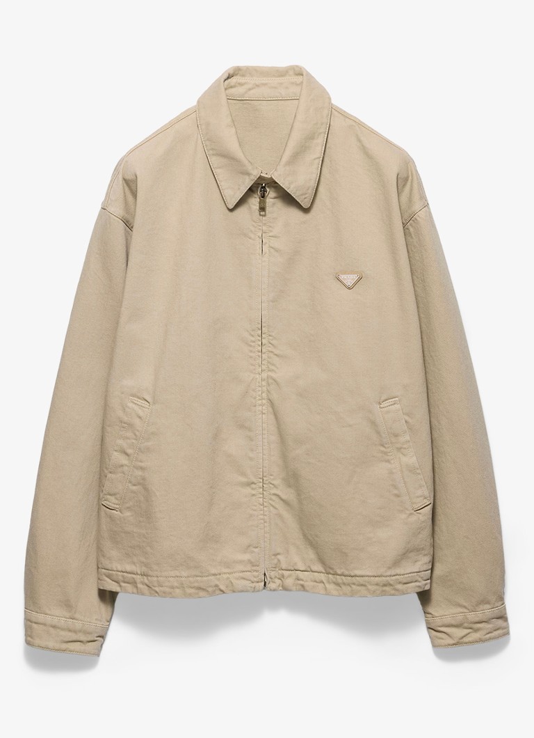 Prada Heren Overshirt van denim met steekzakken in de kleur Beige