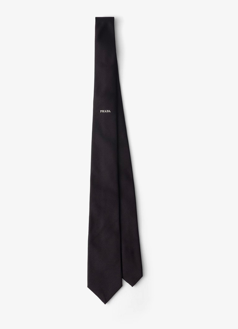 Prada Heren Stropdas van zijde met logo in de kleur Zwart