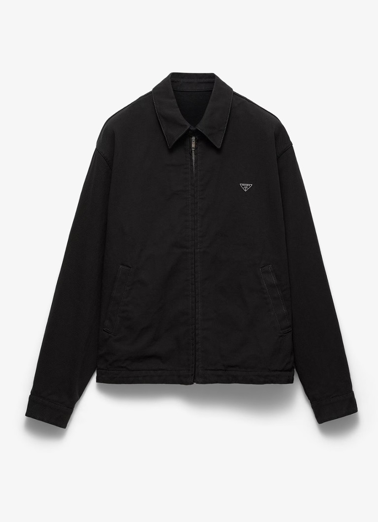 Prada Heren Spijkerjas met steekzakken en logo in de kleur Donkergroen