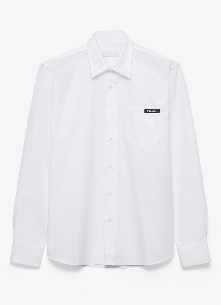Prada Heren Regular fit overhemd met logo en borstzak in de kleur Wit