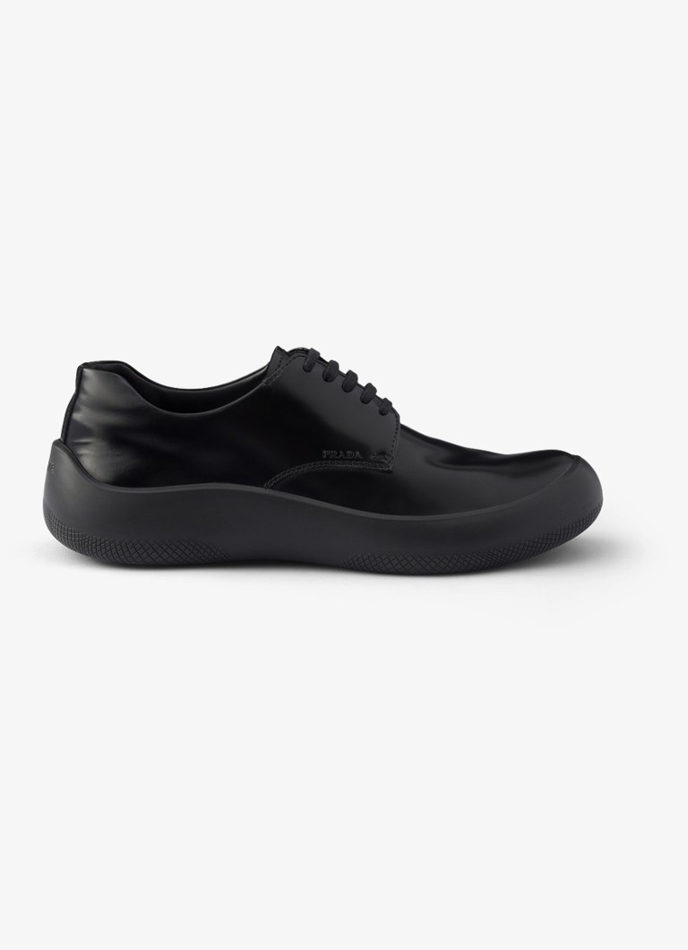 Prada Heren Veterschoen van leer in de kleur Zwart