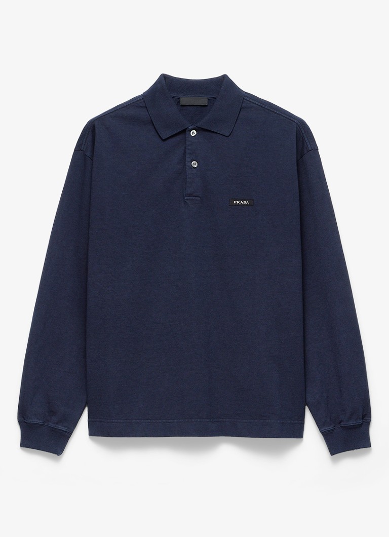 Prada Heren Regular fit polo met logo in de kleur Indigo