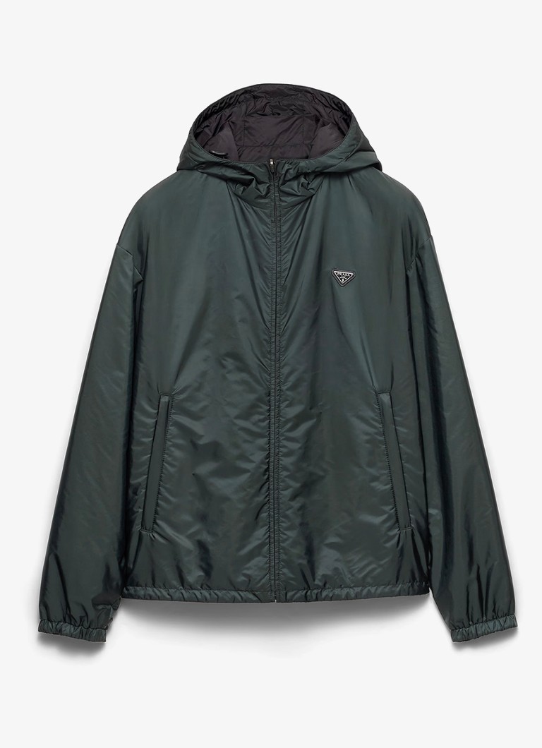 Prada Heren Reversible Re-Nylon jack met ritszakken in de kleur Donkergroen