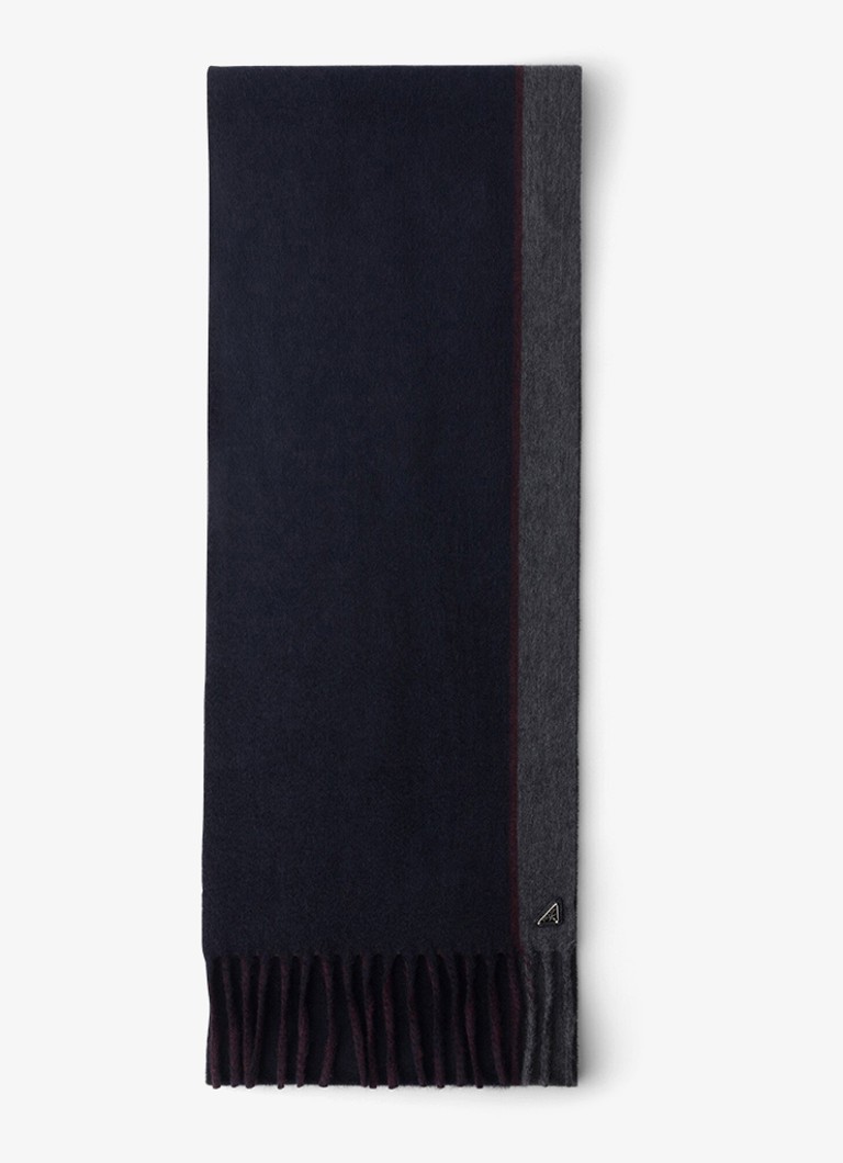 Prada Heren Fijngebreide sjaal in kasjmierblend 185 x 28 cm in de kleur Blauw