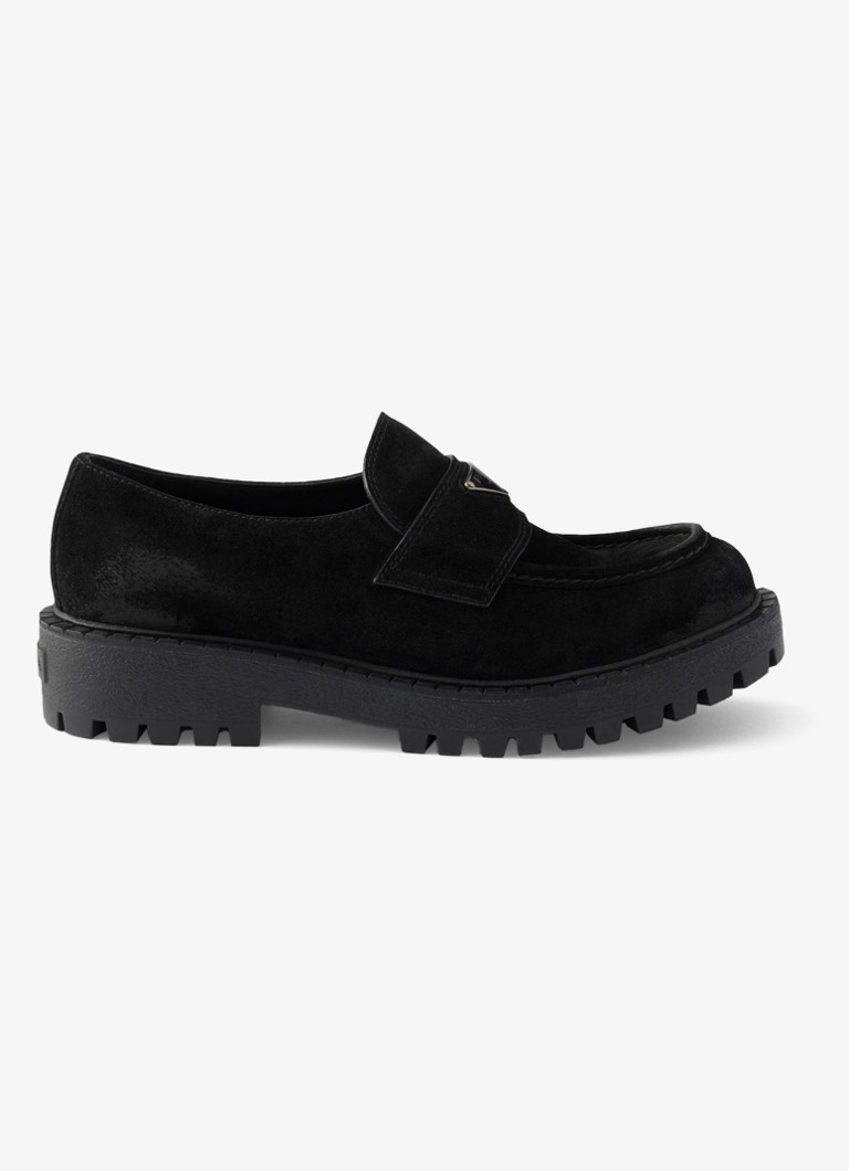 Prada Heren Loafer van kalfssuède in de kleur Zwart