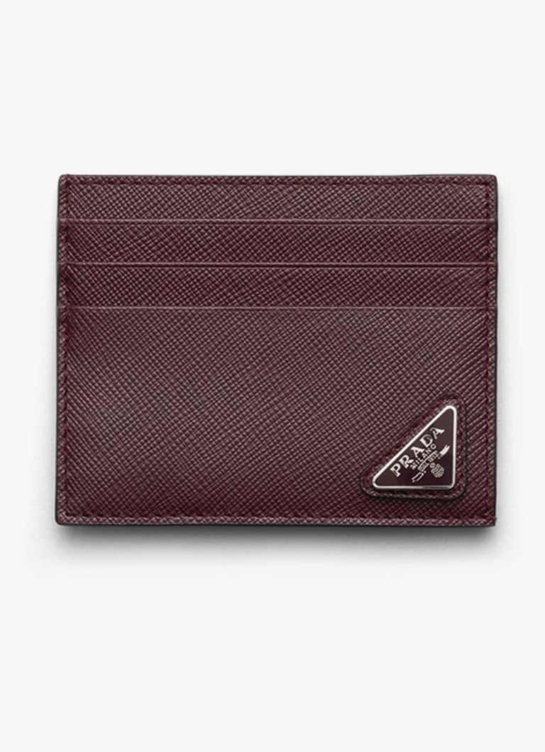Prada Heren Pasjeshouder van leer in de kleur Bordeauxrood