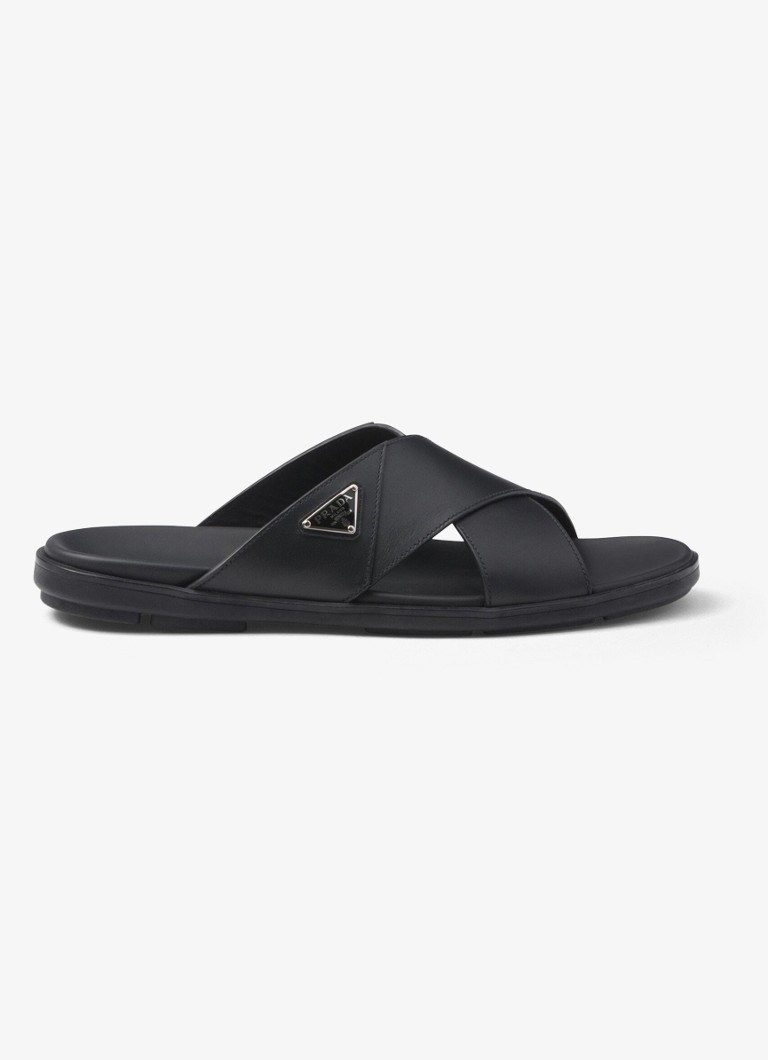 Prada Heren Sandaal van kalfsleer in de kleur Zwart