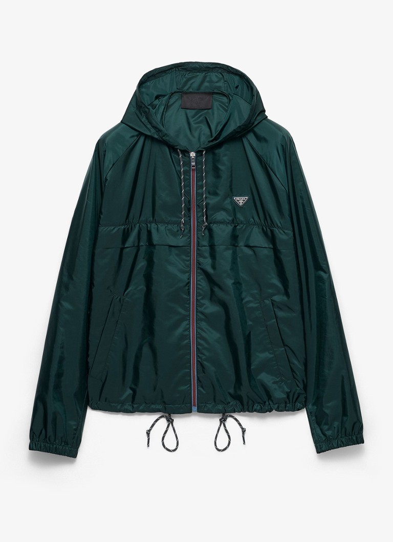 Prada Heren Re-Nylon jack met capuchon en steekzakken in de kleur Groen