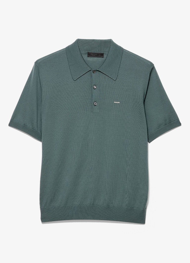 Prada Heren Fijngebreide regular fit polo van wol in de kleur Green
