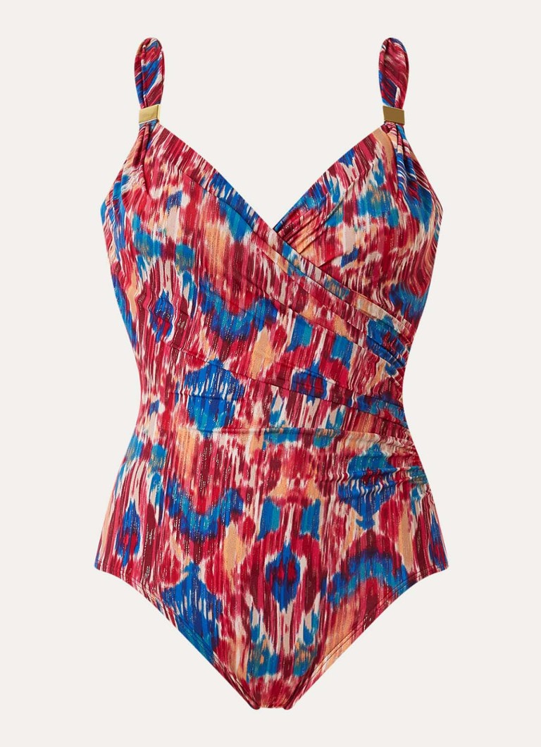 Miraclesuit Dames Ikat Dorado Siren corrigerend badpak met beugelondersteuning in de kleur Kersenrood, maat: 46