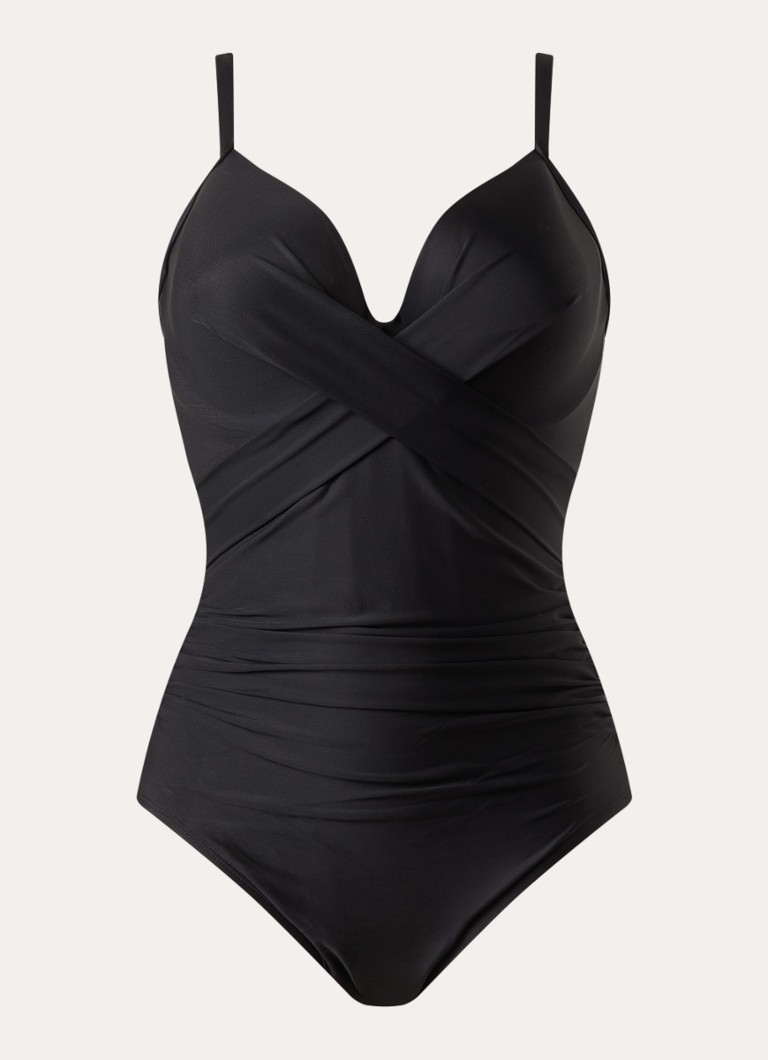 Miraclesuit Dames Rock Solid corrigerend badpak met plooidetail in de kleur Zwart, maat: 44