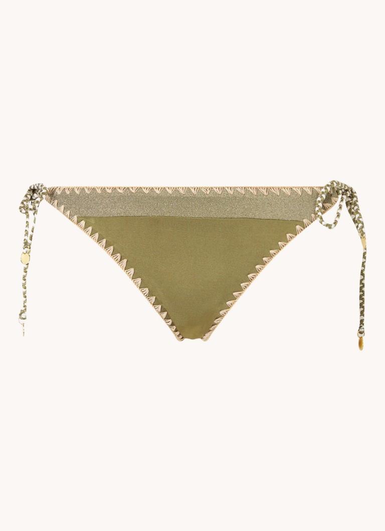 Banana Moon Dames Blika Nazca bikinislip met geknoopt detail en lurex in de kleur Bronsgroen, maat: S