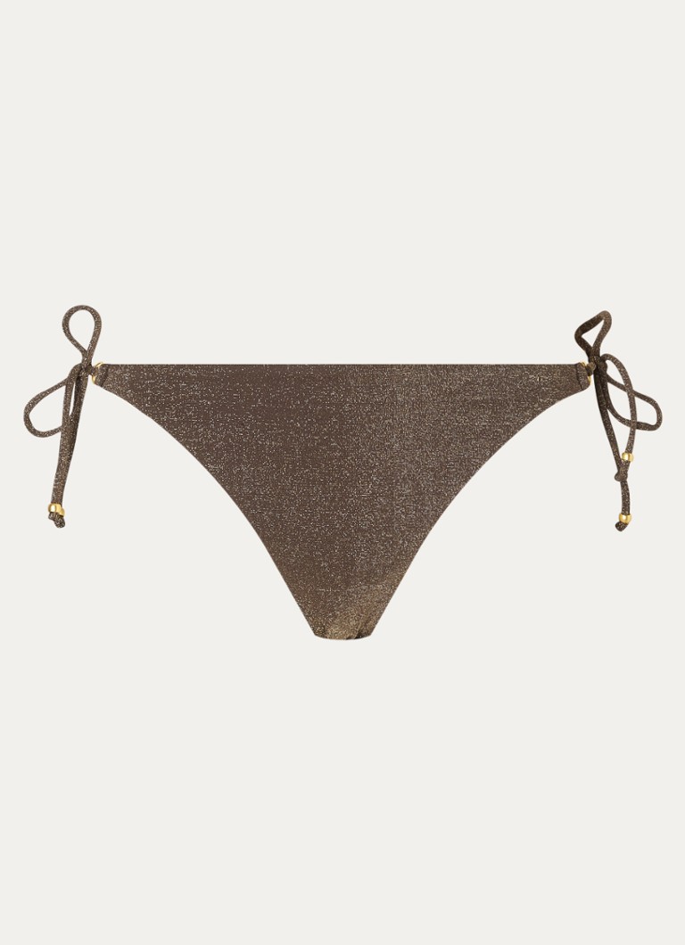 Banana Moon Dames Lina tanga bikinislip met lurex in de kleur Chocoladebruin, maat: L