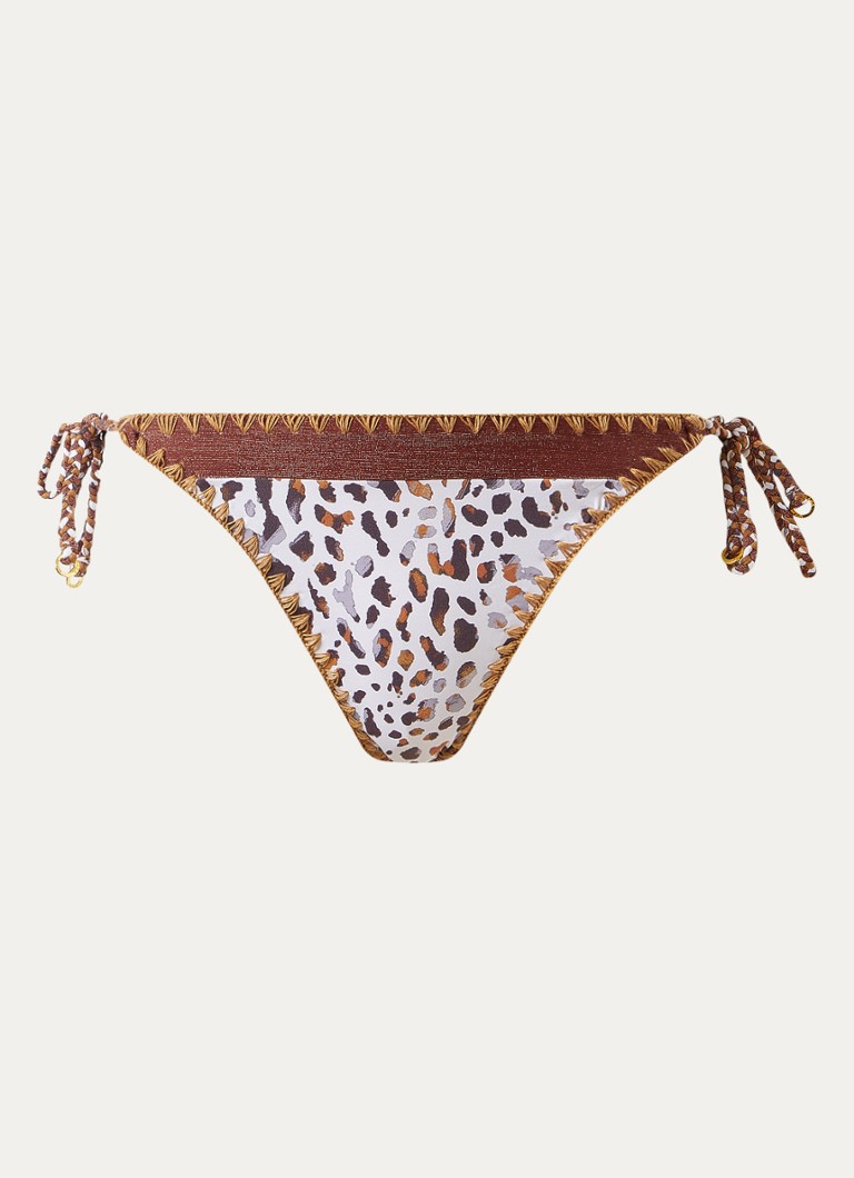 Banana Moon Dames Blika Dunara bikinislip met panterprint in de kleur Wit, maat: S