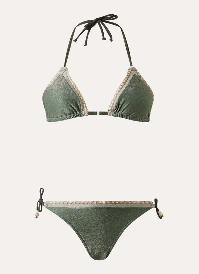 Banana Moon Dames Blucostora shine bikiniset met lurex en kralendecoratie in de kleur Bronsgroen, maat: S