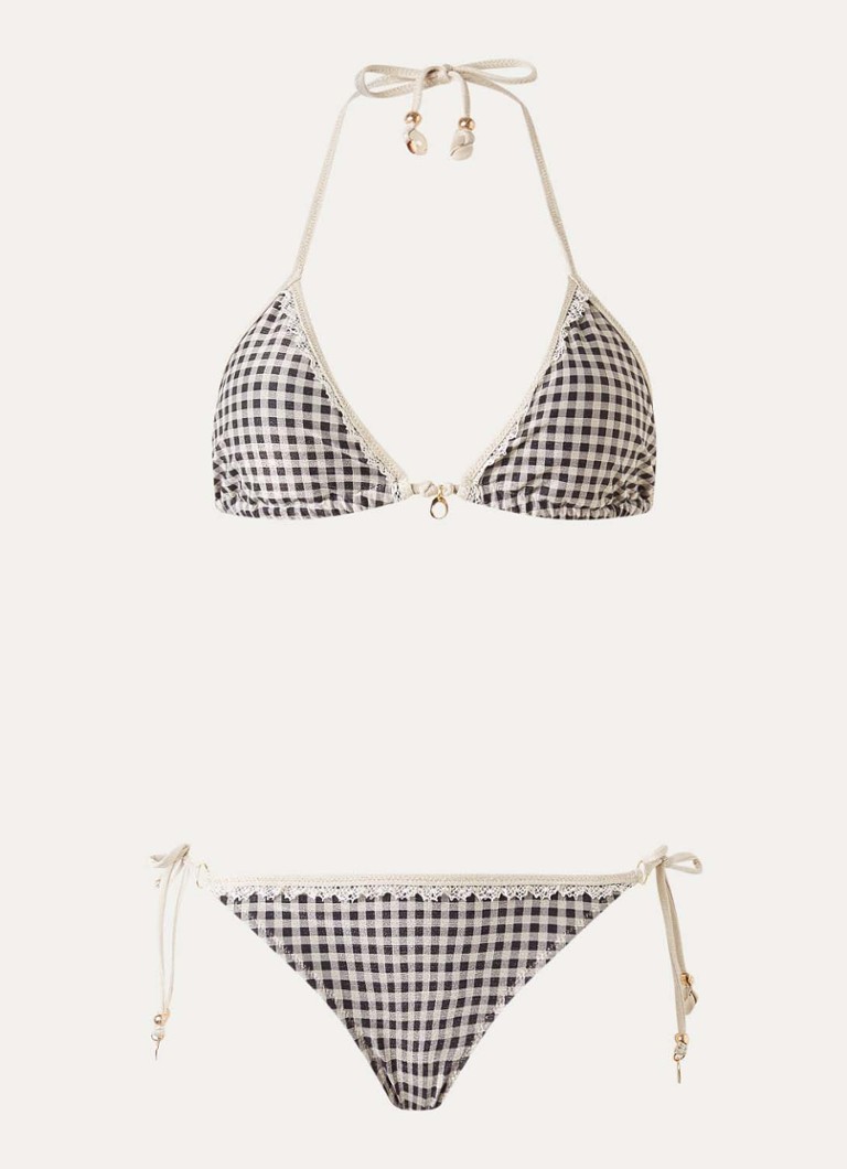 Banana Moon Dames Bokaokyma Adela bikiniset met ruitdessin in de kleur Beige, maat: XL