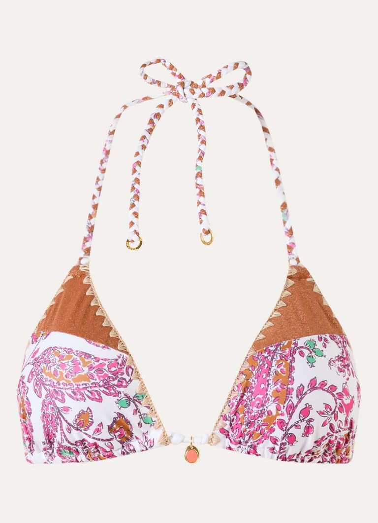 Banana Moon Dames Bosco triangel bikinitop met print in de kleur Roze, maat: S