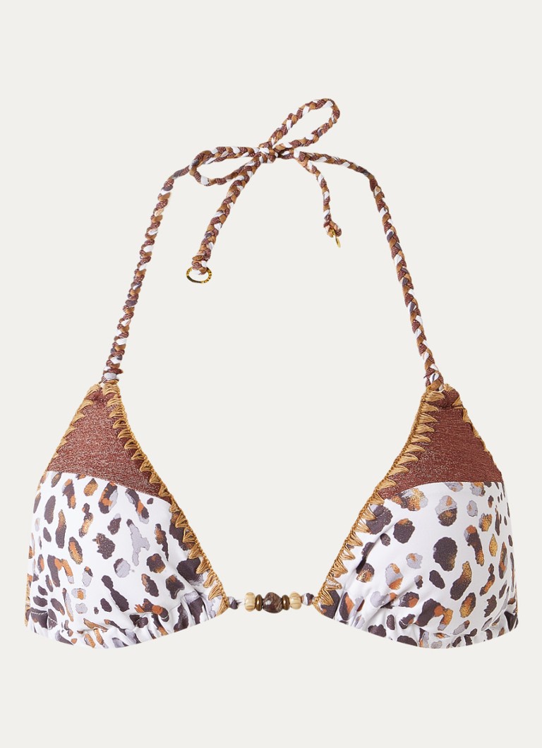Banana Moon Dames Bosco Dunara triangel bikinitop met panterprint in de kleur Wit, maat: S